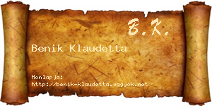 Benik Klaudetta névjegykártya